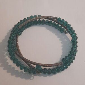 Beautiful turquoise crystal beaded  wrapped bracelet